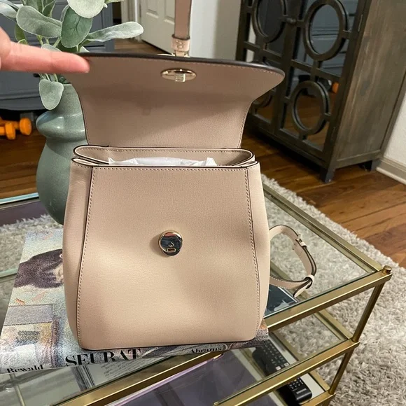 NWT Kate Spade Adel Medium Flap Backpack in Warmbeige Leather - Picture 6 of 11